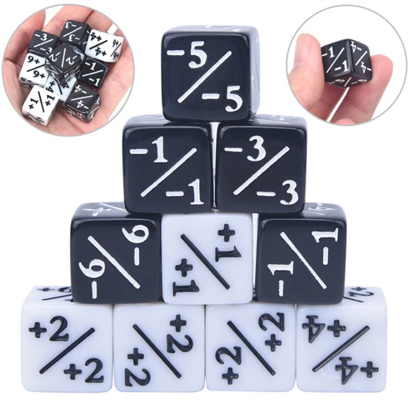 

10 Pieces Dice Counters 5 Positive +1/+1 & 5 Negative -1/-1 For Magic The Gathering Table Game Funny Dic Wholesale