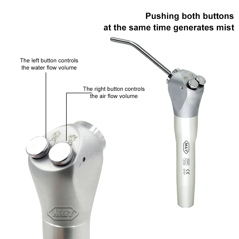 Dental materials Three Way syringe Air Water Spray air Triple 3 Way Syringe Handpiece Oral Syringe Handpiece with 2piece nozzle - 4