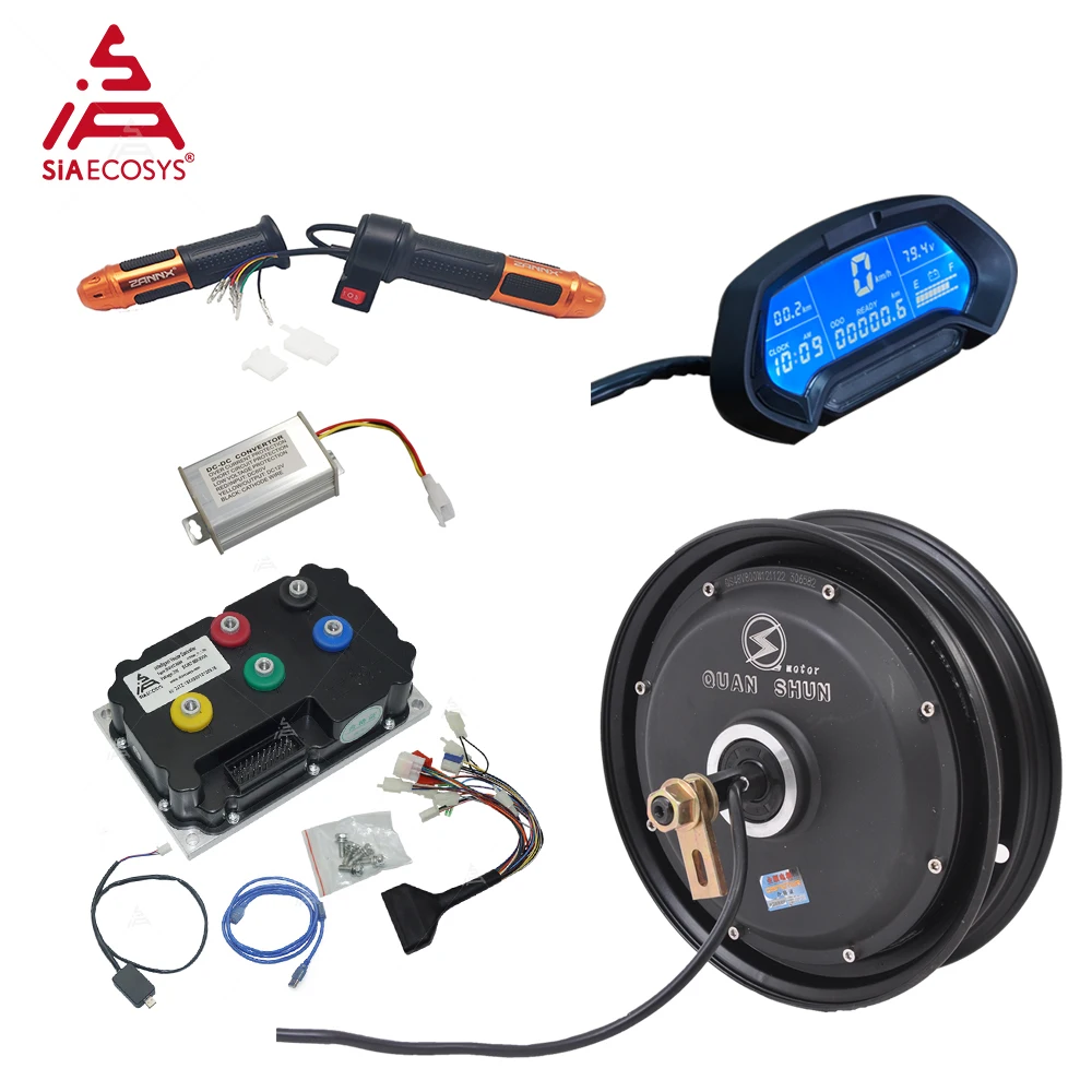

QSMOTOR 10x2.15inch 3000W 60V 80kph BLDC Hub Motor with SIAYQ72120 Controller In-wheel Hub Motor Kits for Electric Scooter