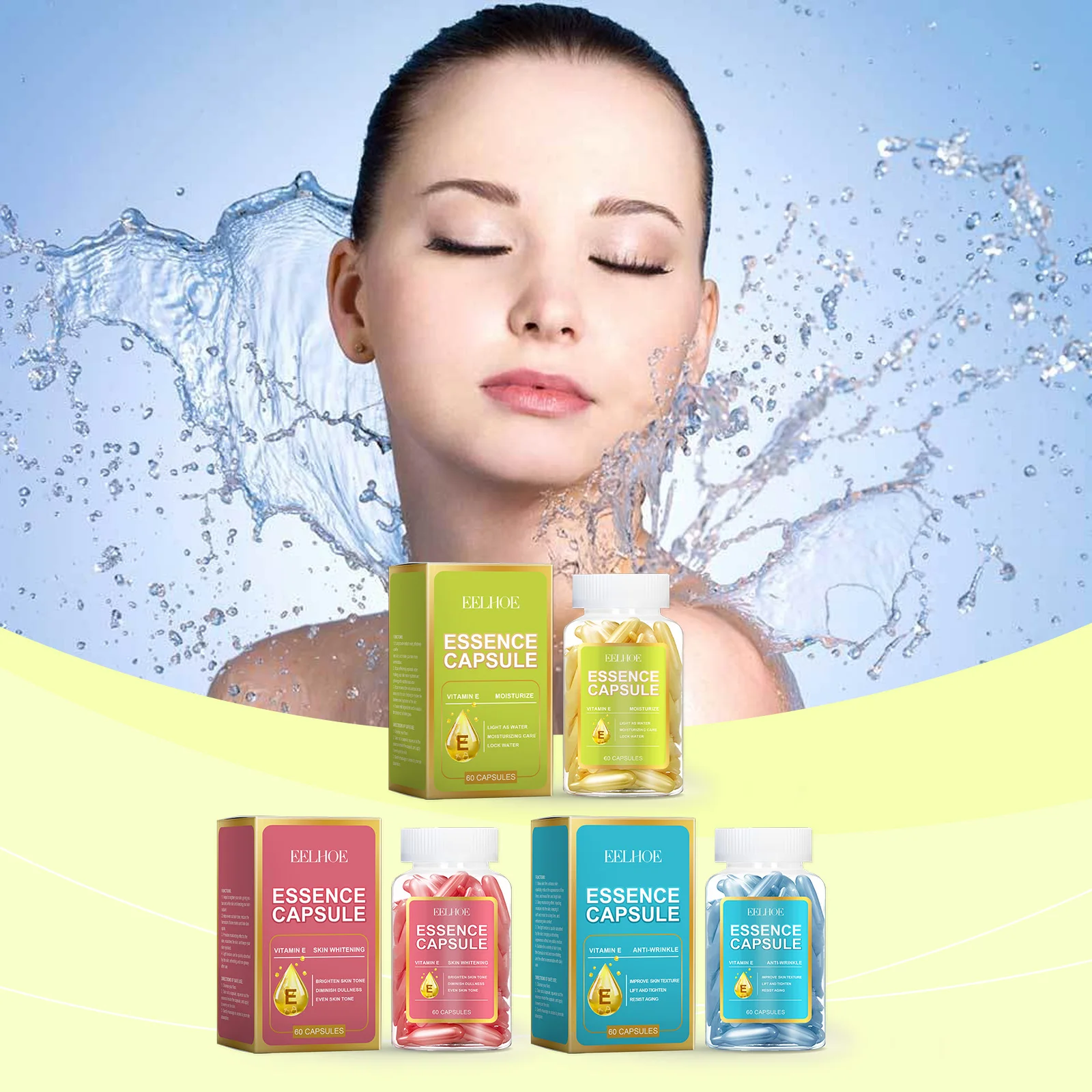 EELHOE Facial Capsule Essence Mild, Daily moisturizing, Facial Skin Care and Moisturizing Essence Capsule Winter Skincare 65g 3