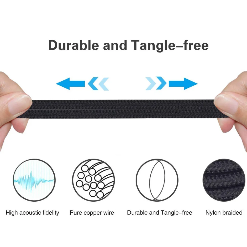 Nylon Braided OFC Aux USB Type C Cable Extension Cord for Master & Dynamic MG20 AG-WHP01K Headphones