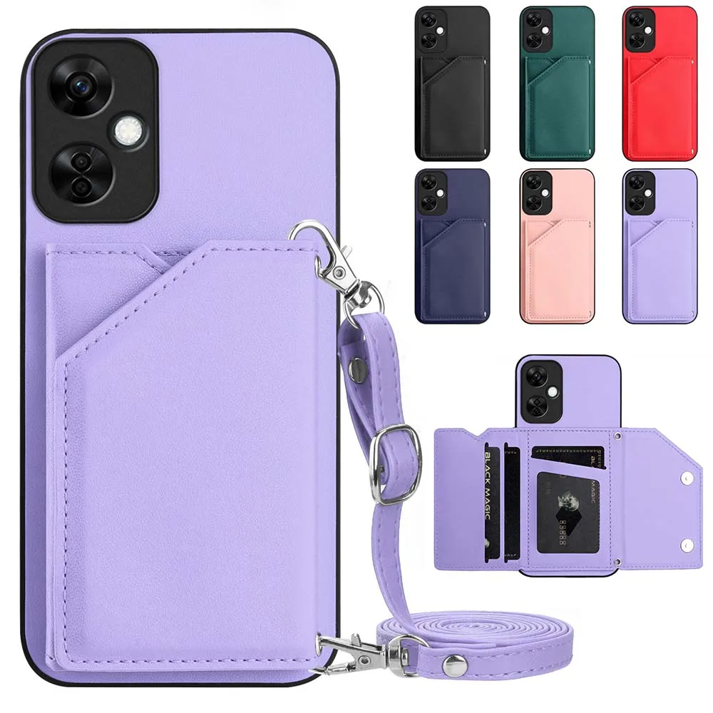 Crossbody Leather Wallet Strap Case with Lanyard