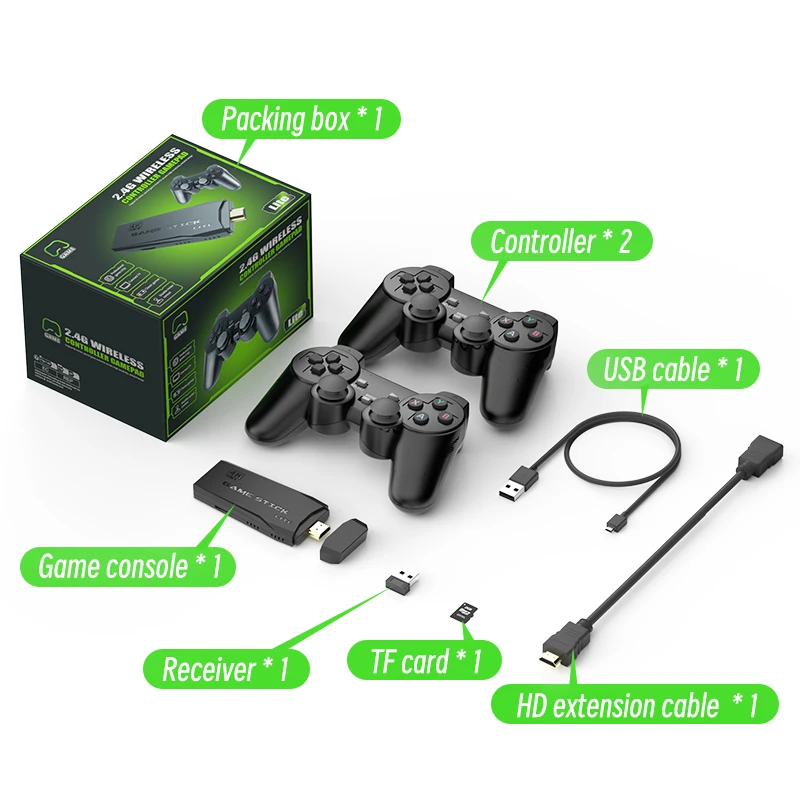 4K HDビデオゲームコンソールデータフロッグ,2.4g,ダブル