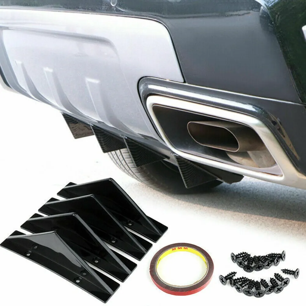 1set Universal Car Rear Bumper Lip Diffuser Splitter Spoiler Scratch Protector Fin Trim Cap for 300 ACCESSORIE Bumper Lip,Car Rear Bumper Lip