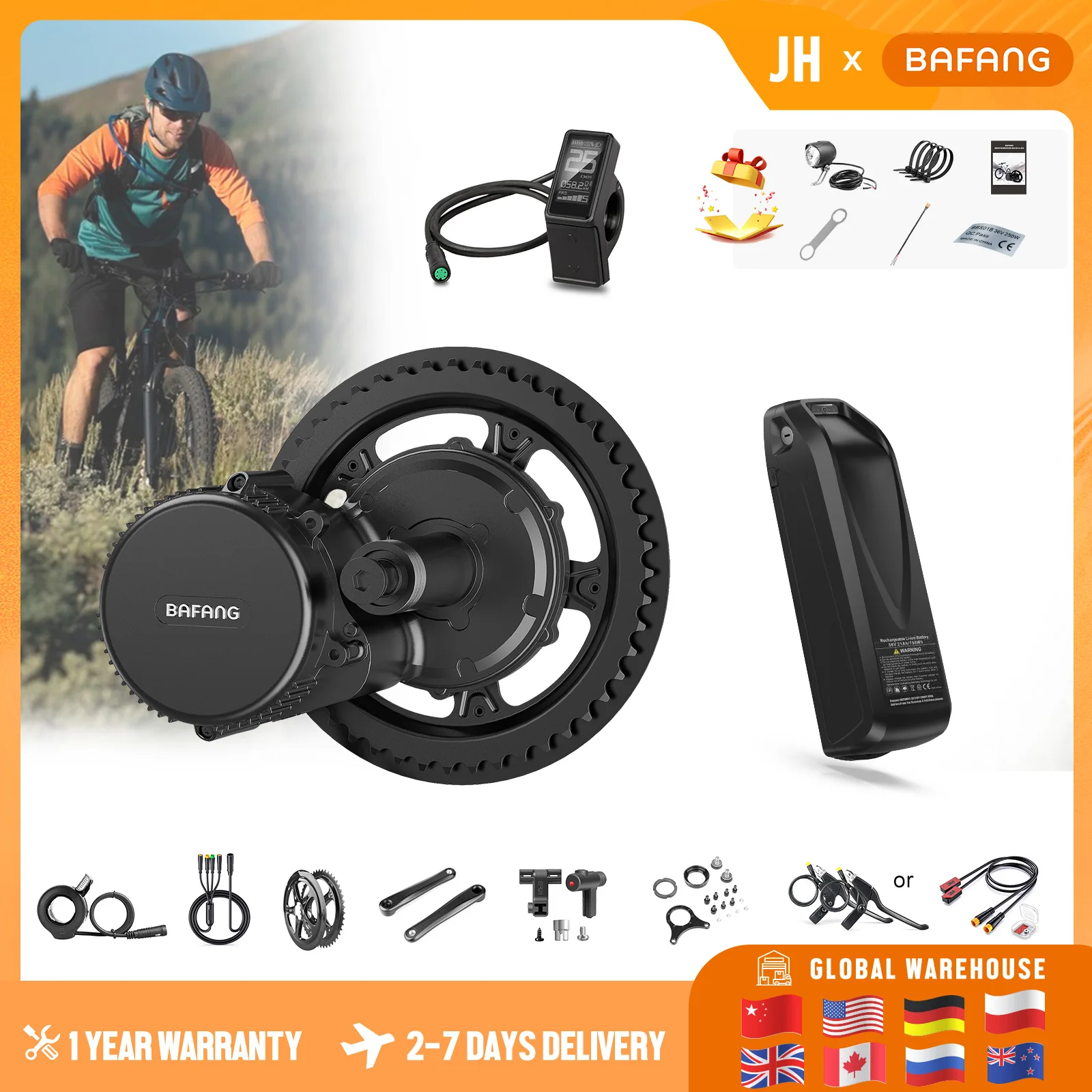 BAFANG 750W mid Meghengerget motoros BBS02B BBS02 ebike Mozgató Elektromos Bicikli Vallásváltoztatás készlet 48V 20ah 13ah Lítium Üteg e-bike kits