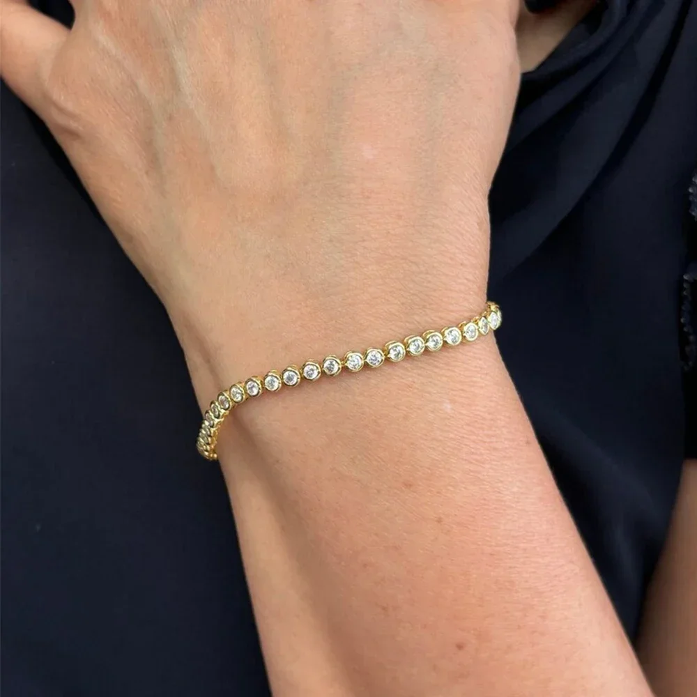 [韓国人気ジュエリー] BIJOU Tennis 2mm Chain Bracelet BIJOU Tennis 2mm Chain Bracelet]
