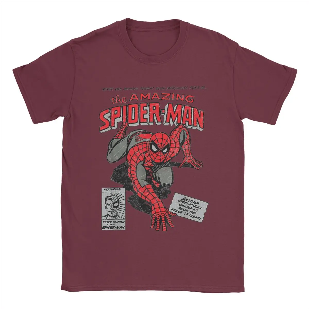 thumbnail image 1 of Camisetas creativas de Spiderman para hombres, camisa de cuello redondo, 100% algodón, Retro, cómic, película, regalo de cumpleaños, 1 of 5