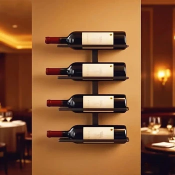 Portabottiglie per vino rosso a parete in metallo a 4 strati Arredamento per la casa Espositore per vino rosso Barra da parete Portabottiglie per vino rosso