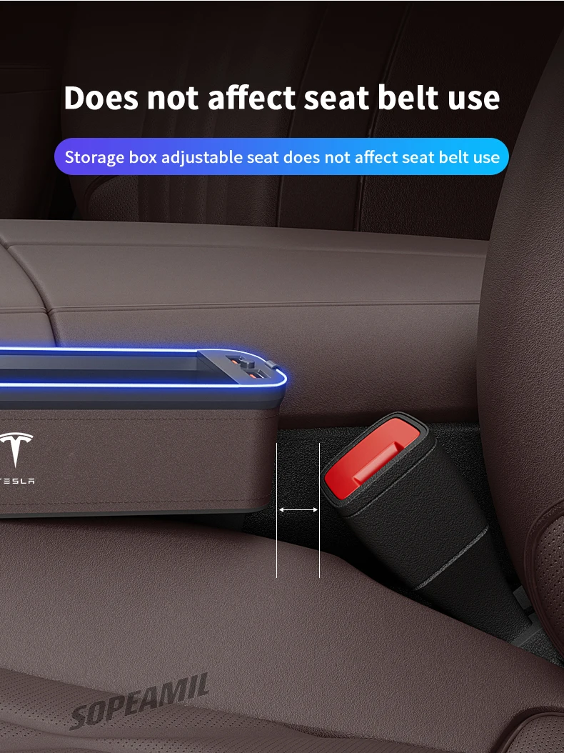 Car USB Charging Multifunction Crevice Storage Box Seat Gap Box For Tesla Cybertruck Roadster Model 3 Model Y Model S Model X