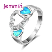 Trendy Heart Blue Opal Ring for Women Femme Promise Ring High-End 925 Sterling Silver Jewelry Fashion Jewelry Gift 1
