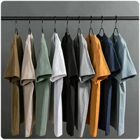 100% coton solide t-shirts hommes femme à manches courtes marque de mode tendance Couple vêtements t-shirts personnalisé couleur bonbon été hauts 3