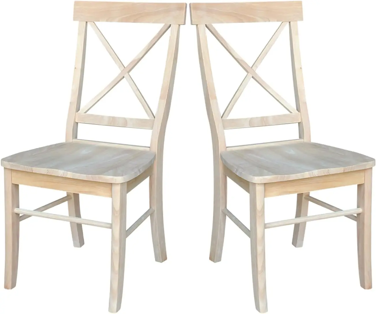 

Pair of X-Back Dining Chairs, Unfinished Wood