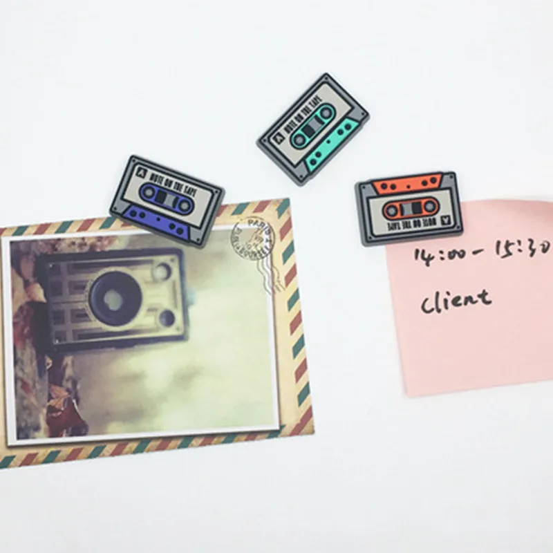 Disk Disc Cassette Tape Refrigerator Magnetic Message Sticker Bulletin Board 3/4 Pcs Funny Children Gift magnetic sticker magnetic fridge stickers