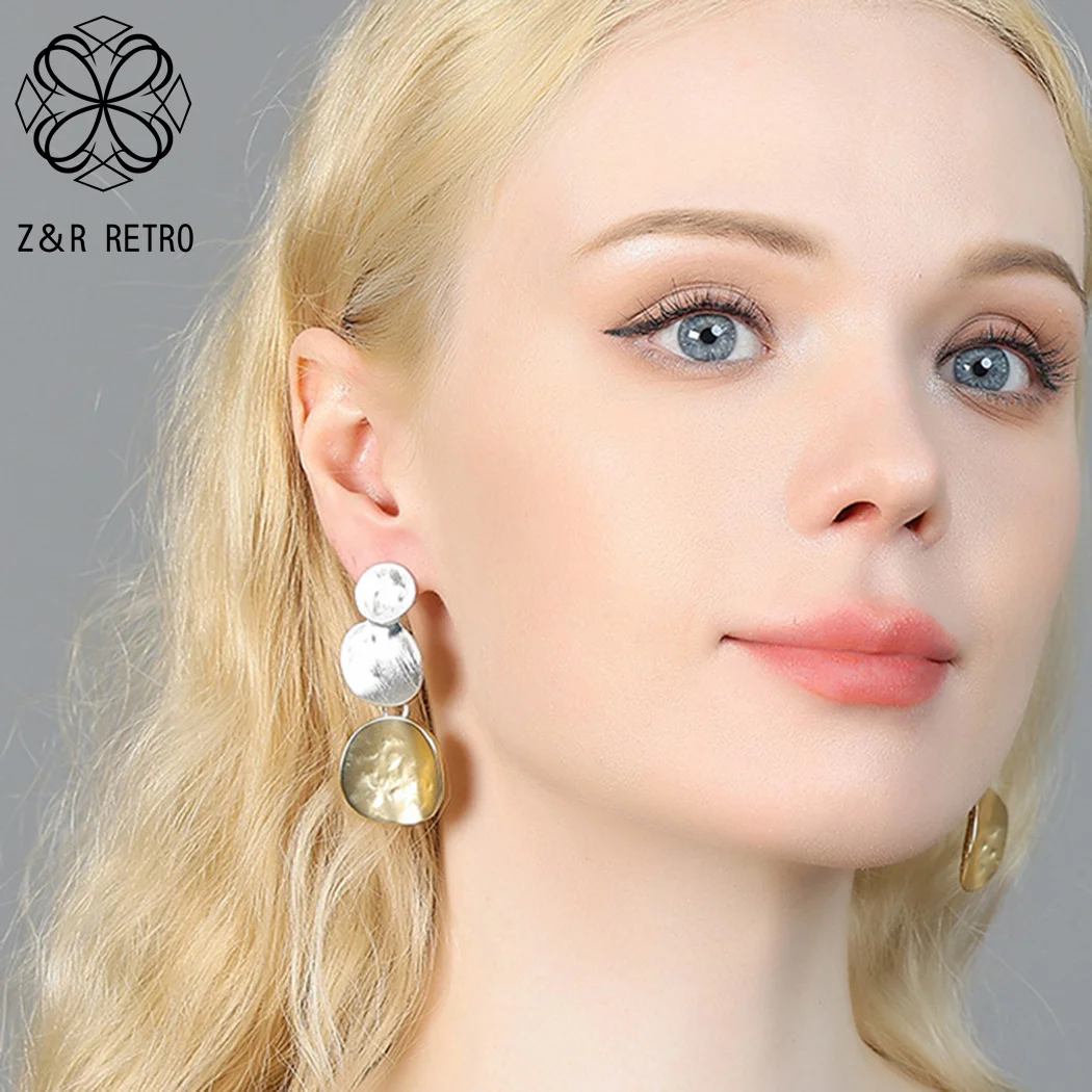 Vintage Gothic Geometric Long Drop Earrings for Women Korean