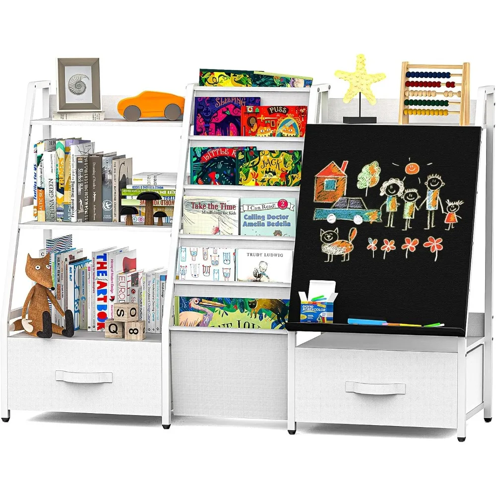 

Kids Bookshelf Toys Storage Organizer 4 Tier Bookshelf for Kids Book Shelf for Kids Room with Drawing board Nursery Book Shelves