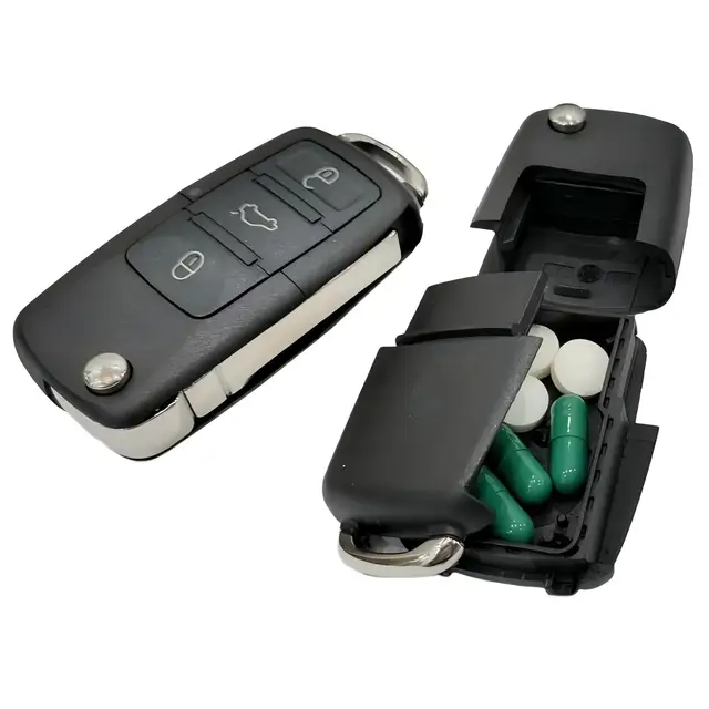 Creative Dummy Car Key Mini Hidden Safe Box Secret Compartment Stash Box Empty Car Key Fob Hide and Store Money Pills Coin 1