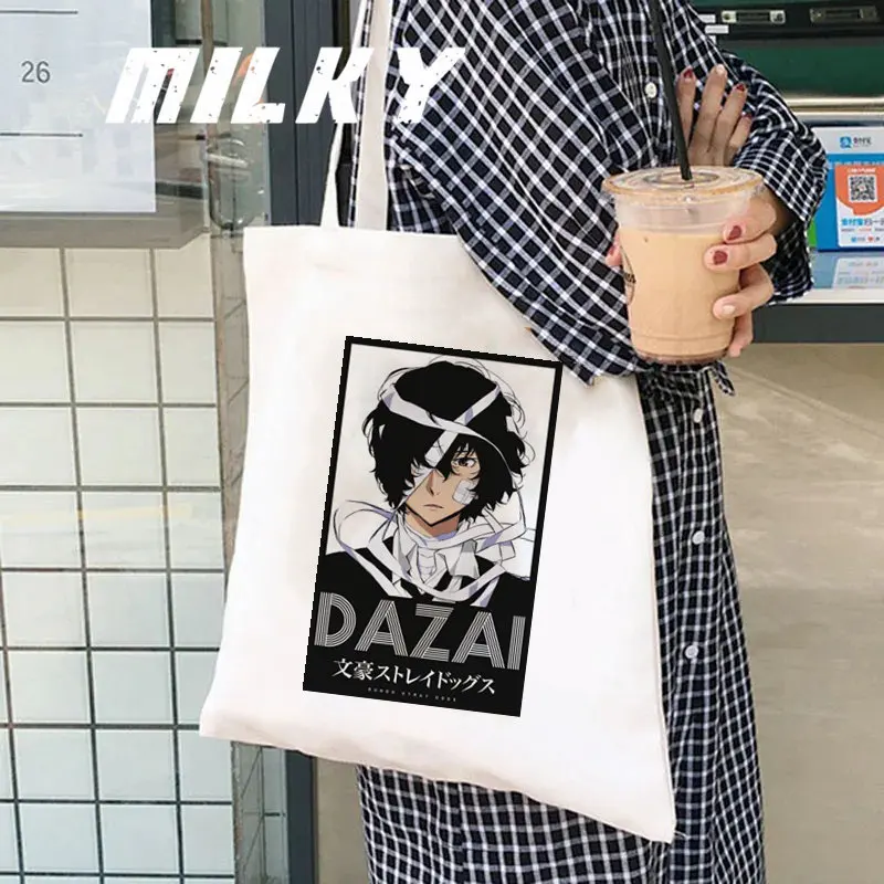 

Японское аниме 2023, сумка для покупок «бродячие псы» Bungou, милая сумка Dazai, сумка для переработки, многоразовая Женская Складная сумка-шоппер