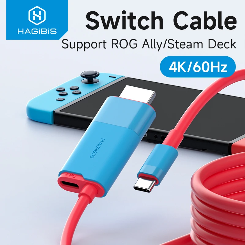 Hagibis-dock Switch para Nintendo Switch Oled Adaptador de Cabo Usb c para Hdmi 4k 60hz 100w pd para Laptop Steamdeck Rog Ally