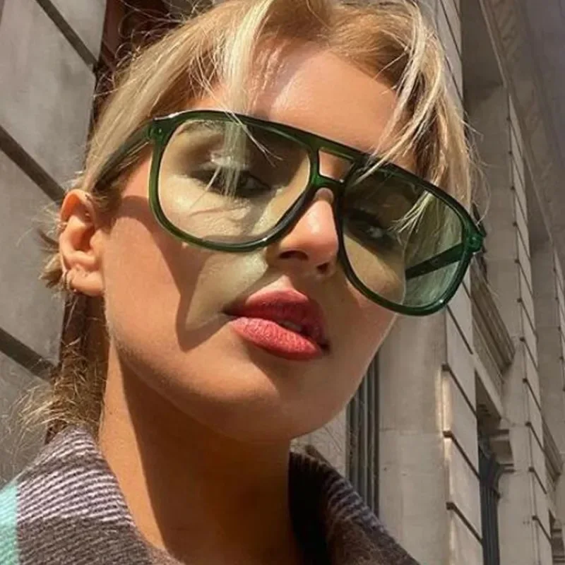 Vintage übergroße Sonnenbrille Frauen Modemarke Retro großen Rahmen Sonnenbrille weibliche klare Süßigkeiten Farbe Designer Sonnenbrillen Brillen