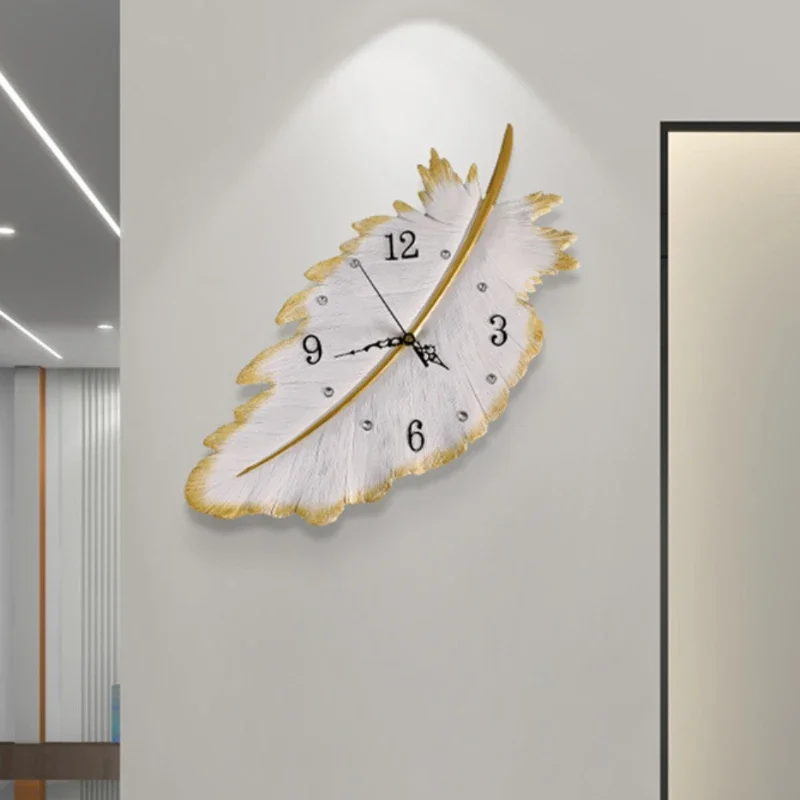 

Large Wall Clock Modern Design Feather Wall Clocks Luxury Creative Living Room Decoration Watch Dining Room Decor Reloj De Pared