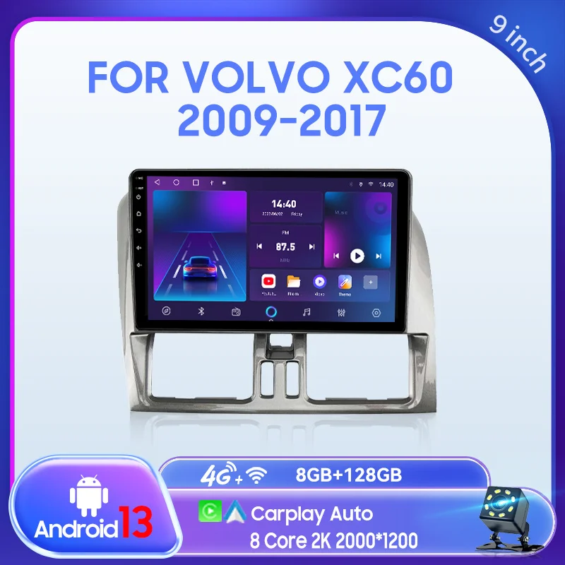 

Автомагнитола QSZN для Volvo XC60 2009-2017, 9 дюймов, 2 din, Android 13,0, мультимедийный видеоплеер, GPS-навигация, головное устройство 4G Carplay
