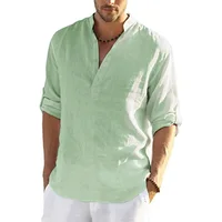 New Men’s Casual Cotton Linen Shirt Loose Tops Long Sleeve Tee Shirt Spring Autumn Casual Handsome Men’s Shirts