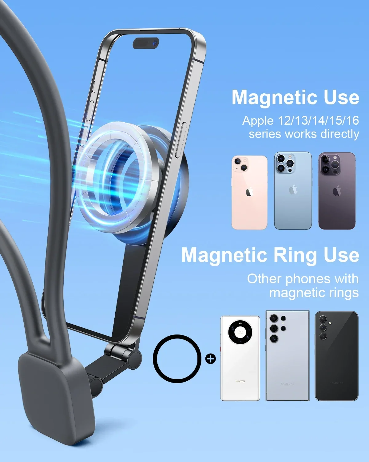 Eary Magnetic Phone Neck Holder For IPhone 16 15 14 Series Cellphone Holder Hands Free Chest For Selfie Pov Vlog Video Recording