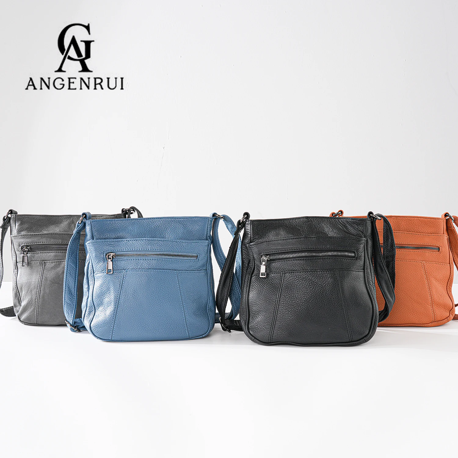 Damen Umhängetasche Aus Echtem Leder Lässige Schultertasche_voghion.com