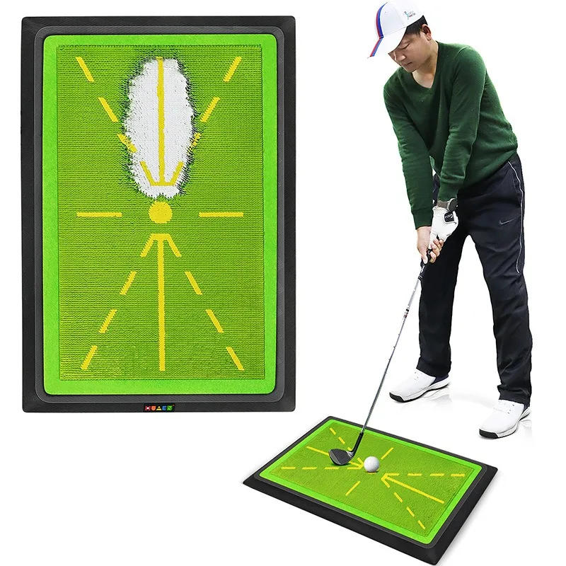 

Golf Swing Mat Hitting Batting Direction Mark Trace Indoor Home 11.8“ x 23.6" Golf Swing Training Pad w 3 Pcs Practice Ball