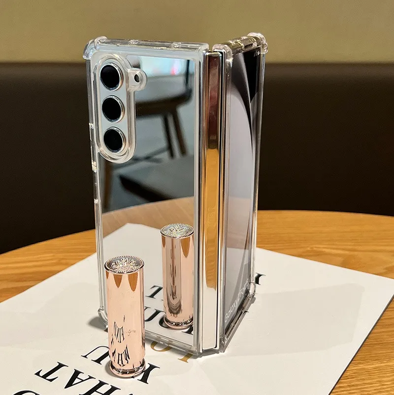 Spiegel-Make-up-Hülle für Samsung Galaxy Z Fold 7 6 5 4 3 Fold7 Zfold Fold6 Hartschalen-Airbag-Bumper Stoßfeste Ultradünne Hülle_voghion.com