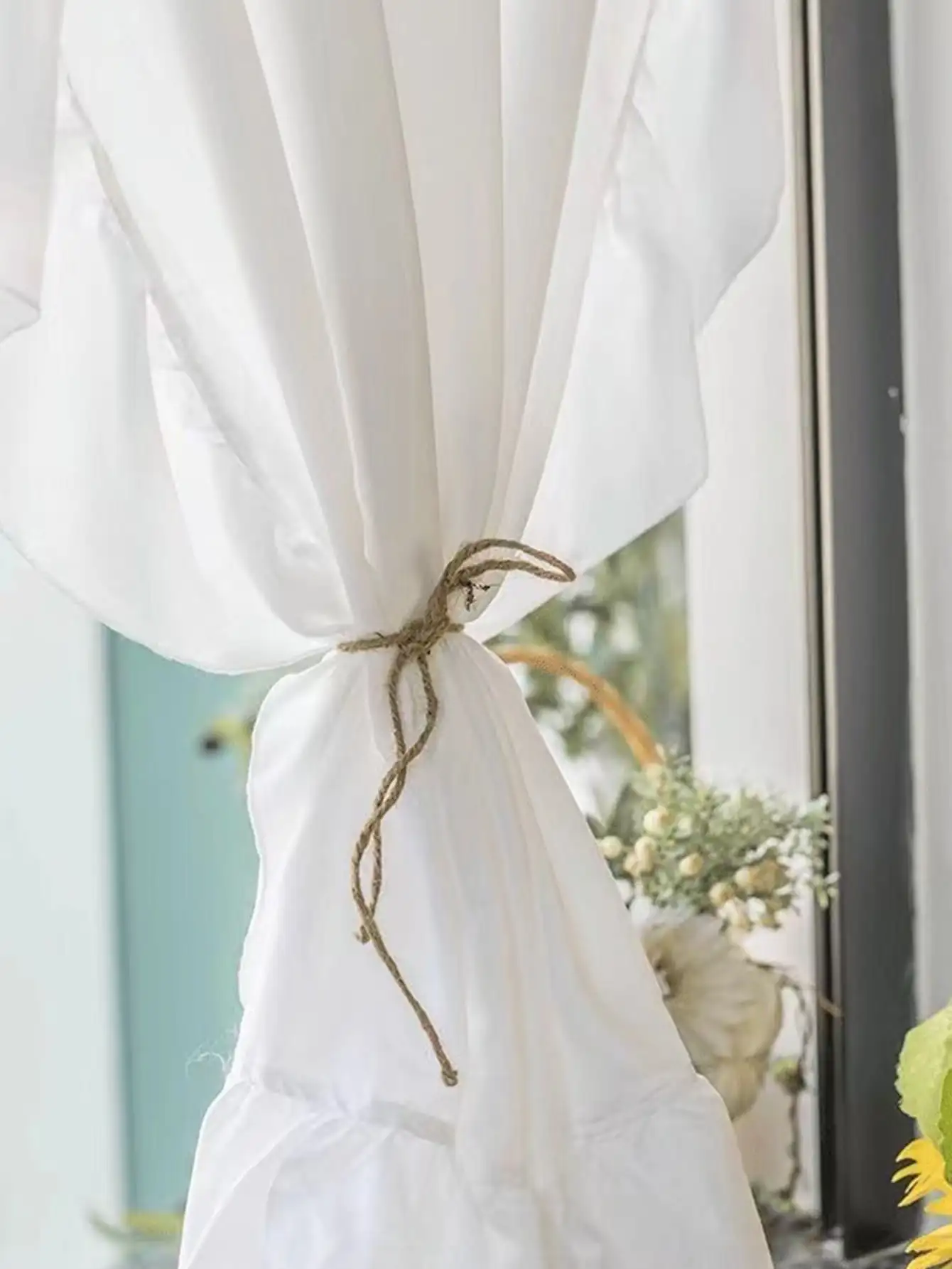 White Half-Curtain Mini for Bedroom Kitchen Door Drape Cafe Window Panel Sheer Tulle Curtain 1 Pcs 4