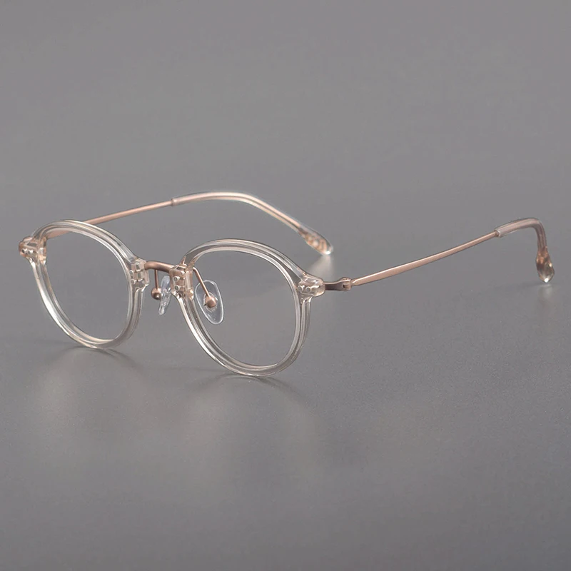 Titanium Acetate Round Glasses Frame Women Fashion Vintage Ultralight Eyeglasses Men Brand Design Handmade Eyewear