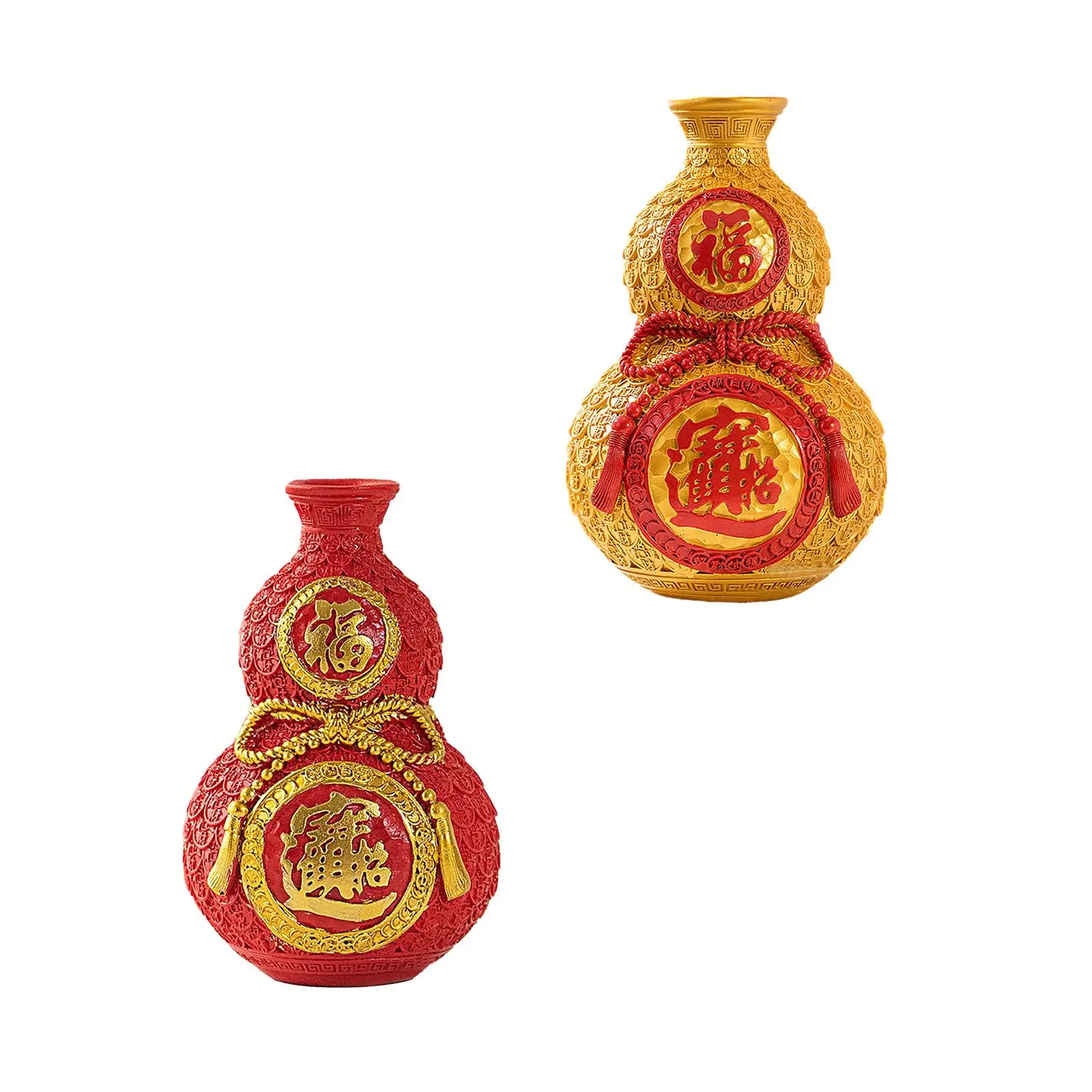 Gourd Money Bag Figurine Flower Vase Resin 2024 Chinese New Year Decor for Centerpiece Bedroom Desk TV Cabinet Home Decoration