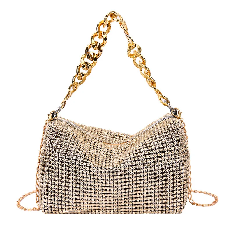 Modische Damen-Einkaufstasche, schicke Bankett-Tasche, stilvolle Umhängetasche mit hellem Diamant, modische Handtasche mit glänzenden Diamanten, Umhängetasche – Detail 1