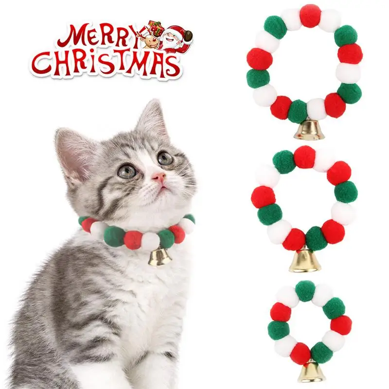 

Pet Hair ball collar high elastic cat collar pet Christmas collar with Plush Ball Portable cat fashion Puppy necklace bell decor