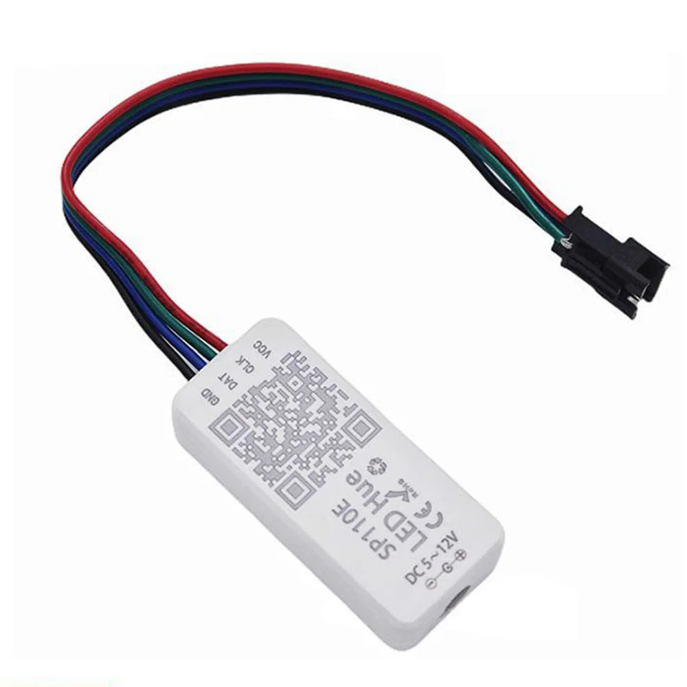 AIPIN White SP110E Cell Phone Bluetooth APP Controller SPI Signal Compatible with All Kinds of LED Strip Light IC/APP Adjustable ws2812b led strip with sp110e usb bluetooth controller ws2812 30 60 144 pixels m individually addressable rgb led light kit dc5v