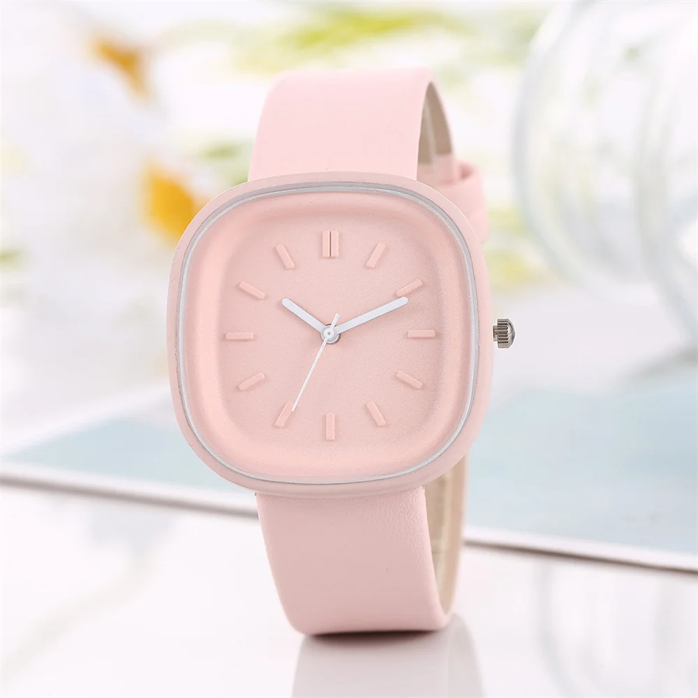 Montres carrées simples pour femmes, marque de luxe pour dames, montre à quartz solide, bracelets en cuir, montre-bracelet féminine, horloge coréenne