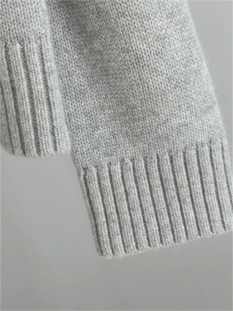 Women's 100% Cashmere Thickened Knit Sweater Round Neck Back Stitching Design Ladies Long Sleeve Knitwear Tops for Winter New 4