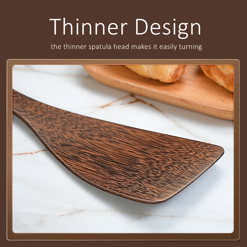 LFGB Certificated Wenge Spatula Ultra Thin Kitchen Turner Whole Log Cutting Wood Shovel Finely Polished Non-stick Cooking Tool