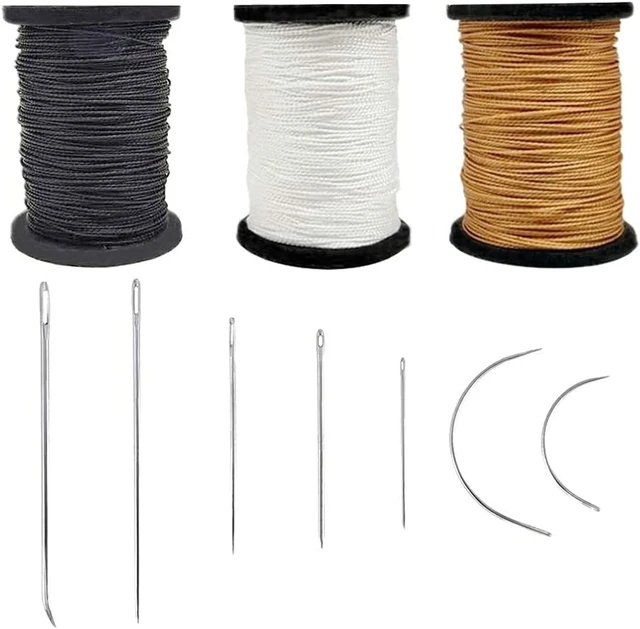6 Pieces Canvas Leather Sewing Awl Needle with Copper Handle, 50 m Nylon  Cord Thread and 2 Pieces Thimble for Handmade Leather Sewing Tools Shoe and