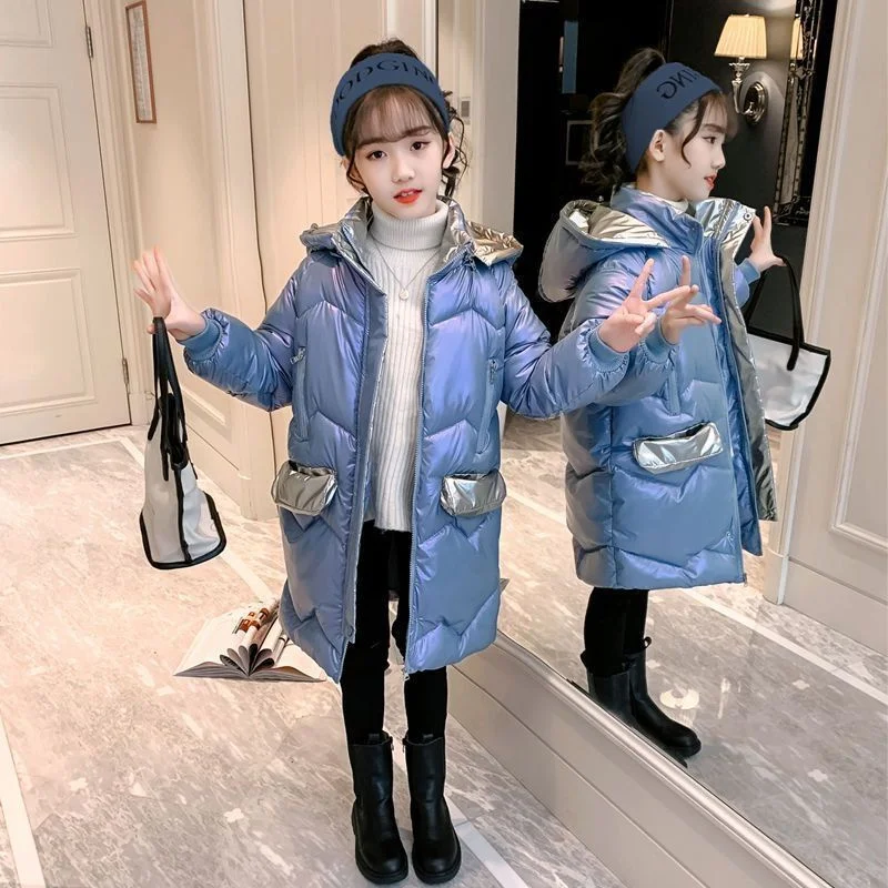 

Girls Down Coat Jacket Cotton Windbreak Outwear 2023 Charming Warm Plus Thicken Velvet Winter Skiwear School Children's Clothing