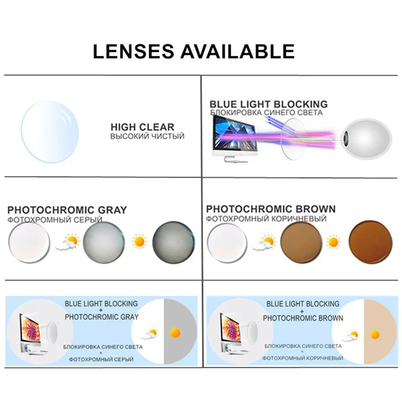 Prescription Glasses Myopia -0.5 to -10 Women Men Cat Eye Nearsighted Eyeglasses Blue Light Blocking or Photochromic Lenses F054