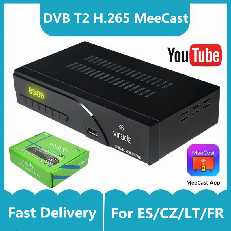 VMADE DVB-T2 TV ڽ + WIFI DVB T2,  TV ű ڽ,   Ʃ  ڽ , H.265 RJ45 Ʈ, K6