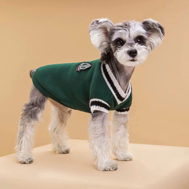 For Small Dogs Puppy Vest Clothes Kitty Jacket Outfits Winter Warm Pet Dog Sweater College Style V-neck Puppy Knitwear 2