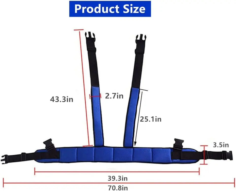 1PCS Blue Wheelchair Seat Belt Torso Support Vest Full Body Harness Prevent Tilting or Falling,Chest Waist Band Restraint Strap