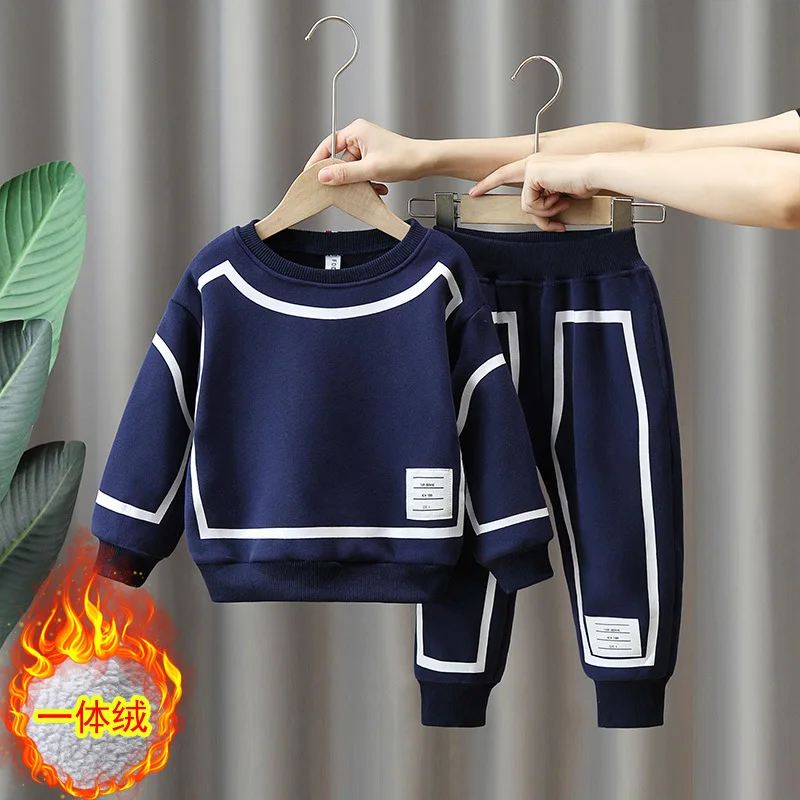 

Winter Baby Boys Clothes Sets Toddler Warm Suits Kids Thicken Fleece Sweatshirt+ Pants 2pcs Outfits Children Tracksuits 2-10Year