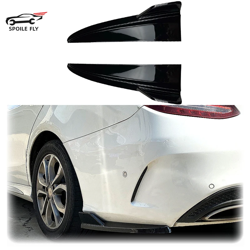 

2015 To 2021 For Mercedes Benz C Class W205 Sedan C180 C200 C260 C43 AMG Rear Bumper Lip Spoiler Angle Glossy Black Carbon Fiber