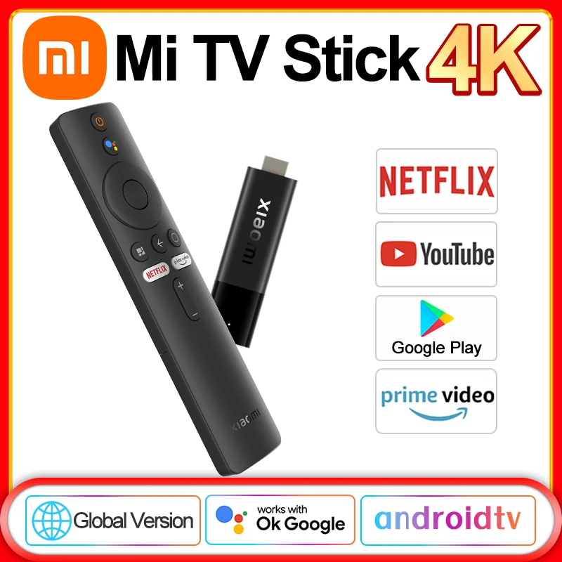 Xiaomi-Mi TV Stick 4K versión Global, reproductor multimedia portátil con  Android, 2GB, 8GB, Dolby, DTS, HD, con asistente de Google, Netflix, Stic -  AliExpress