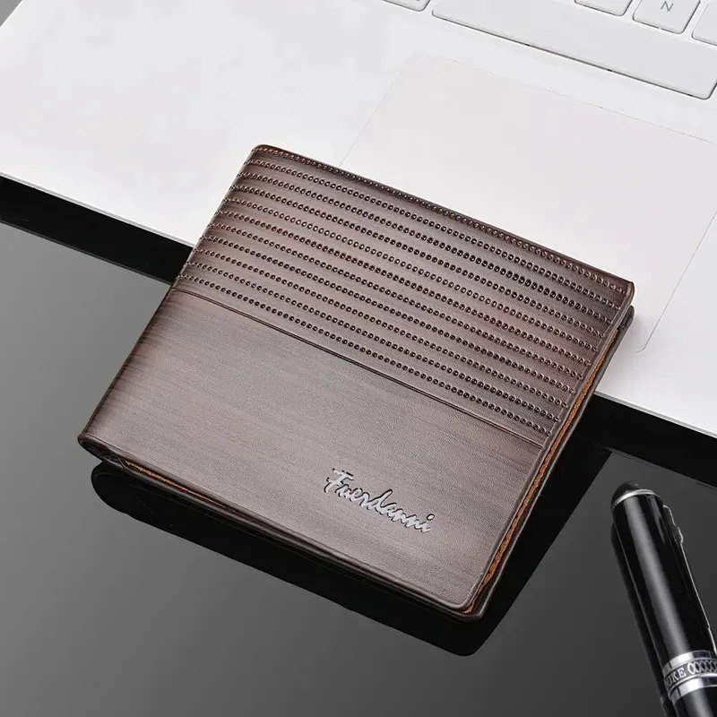 Men's Short Fashion PU Leather Wallet Solid Color Multifunctional Wallet Soft Leather Credit Card Clip
