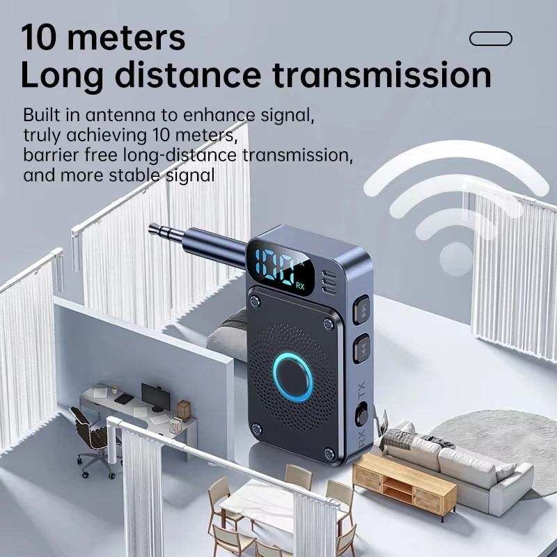 Car Bluetooth 5.4 Audio Receiver Transmitter 3.5mm AUX Wireless Adapter Mic for TV PC Headphone Amplifier